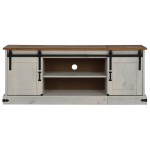 vidaXL Dulap TV HALDEN 2 uși glisante alb 150x40x60 cm lemn masiv