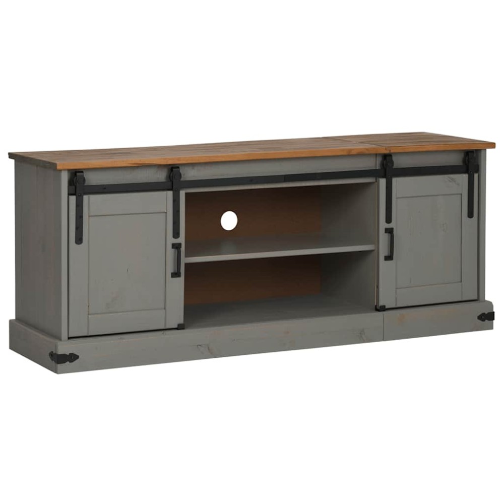 vidaXL Dulap TV HALDEN 2 usi glisante gri 150x40x60 cm lemn masiv