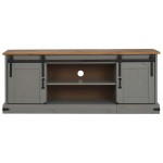 vidaXL Dulap TV HALDEN 2 usi glisante gri 150x40x60 cm lemn masiv