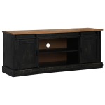 vidaXL Dulap TV HALDEN 2 usi glisante negru 150x40x60 cm lemn masiv