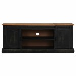 vidaXL Dulap TV HALDEN 2 usi glisante negru 150x40x60 cm lemn masiv