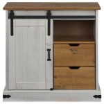 vidaXL Bufetă HALDEN cu uşă glisantă alb 80x40x80 cm lemn masiv