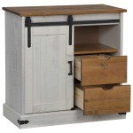 vidaXL Bufetă HALDEN cu uşă glisantă alb 80x40x80 cm lemn masiv