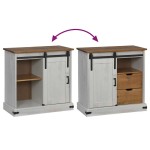 vidaXL Bufetă HALDEN cu uşă glisantă alb 80x40x80 cm lemn masiv
