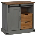 vidaXL Comodă HALDEN cu uşă glisantă gri 80x40x80 cm lemn masiv vidaXL Comodă HALDEN cu uşă glisantă gri 80x40x80 cm lemn masiv