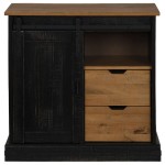 vidaXL Bufetă HALDEN cu uşă glisantă neagră 80x40x80 cm lemn masiv