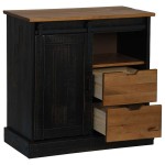 vidaXL Bufetă HALDEN cu uşă glisantă neagră 80x40x80 cm lemn masiv