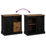 vidaXL Bufetă HALDEN cu uşă glisantă neagră 80x40x80 cm lemn masiv