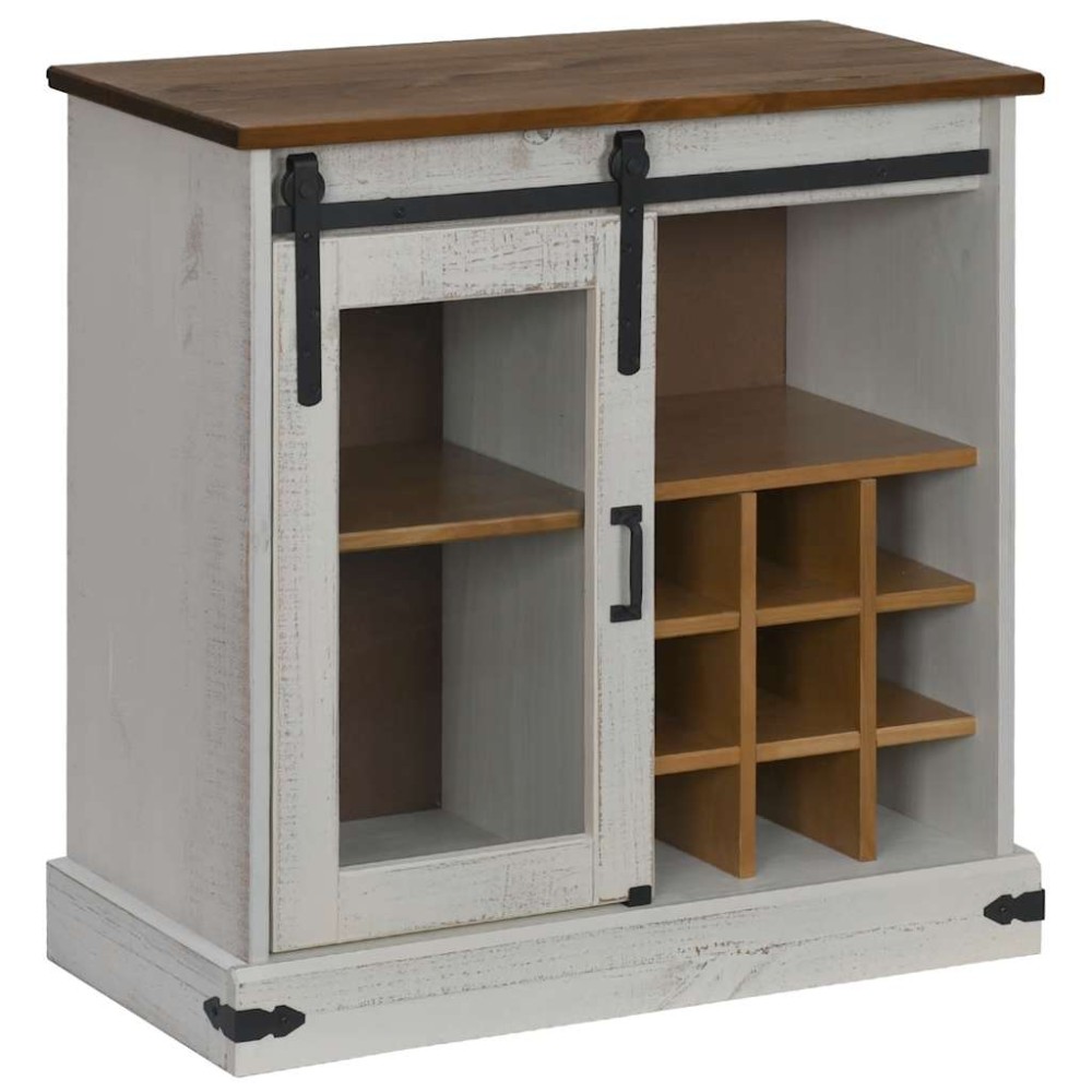 vidaXL Bufetă HALDEN cu uşă glisantă alb 80x40x80 cm lemn masiv