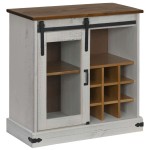 vidaXL Bufetă HALDEN cu uşă glisantă alb 80x40x80 cm lemn masiv