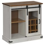 vidaXL Bufetă HALDEN cu uşă glisantă alb 80x40x80 cm lemn masiv