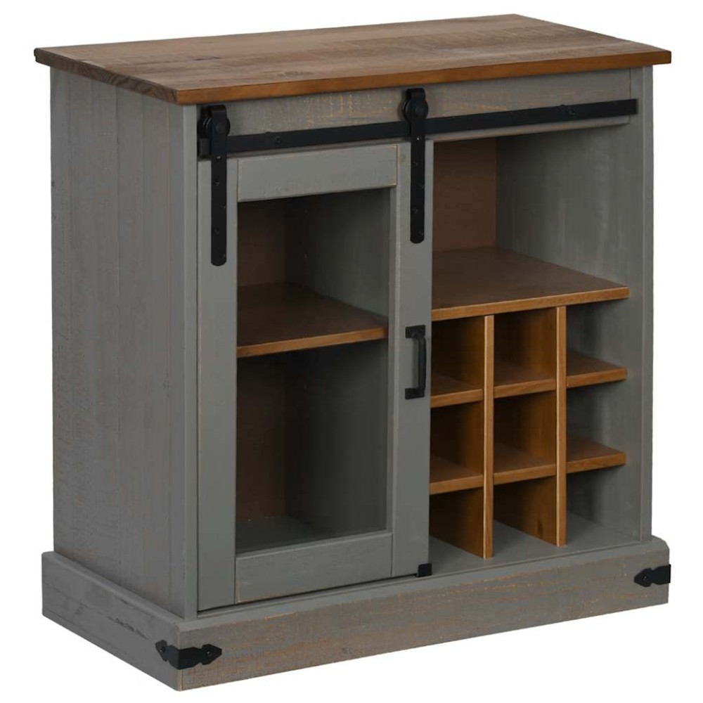 vidaXL Comodă HALDEN cu uşă glisantă gri 80x40x80 cm lemn masiv