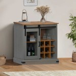 vidaXL Comodă HALDEN cu uşă glisantă gri 80x40x80 cm lemn masiv vidaXL Comodă HALDEN cu uşă glisantă gri 80x40x80 cm lemn masiv