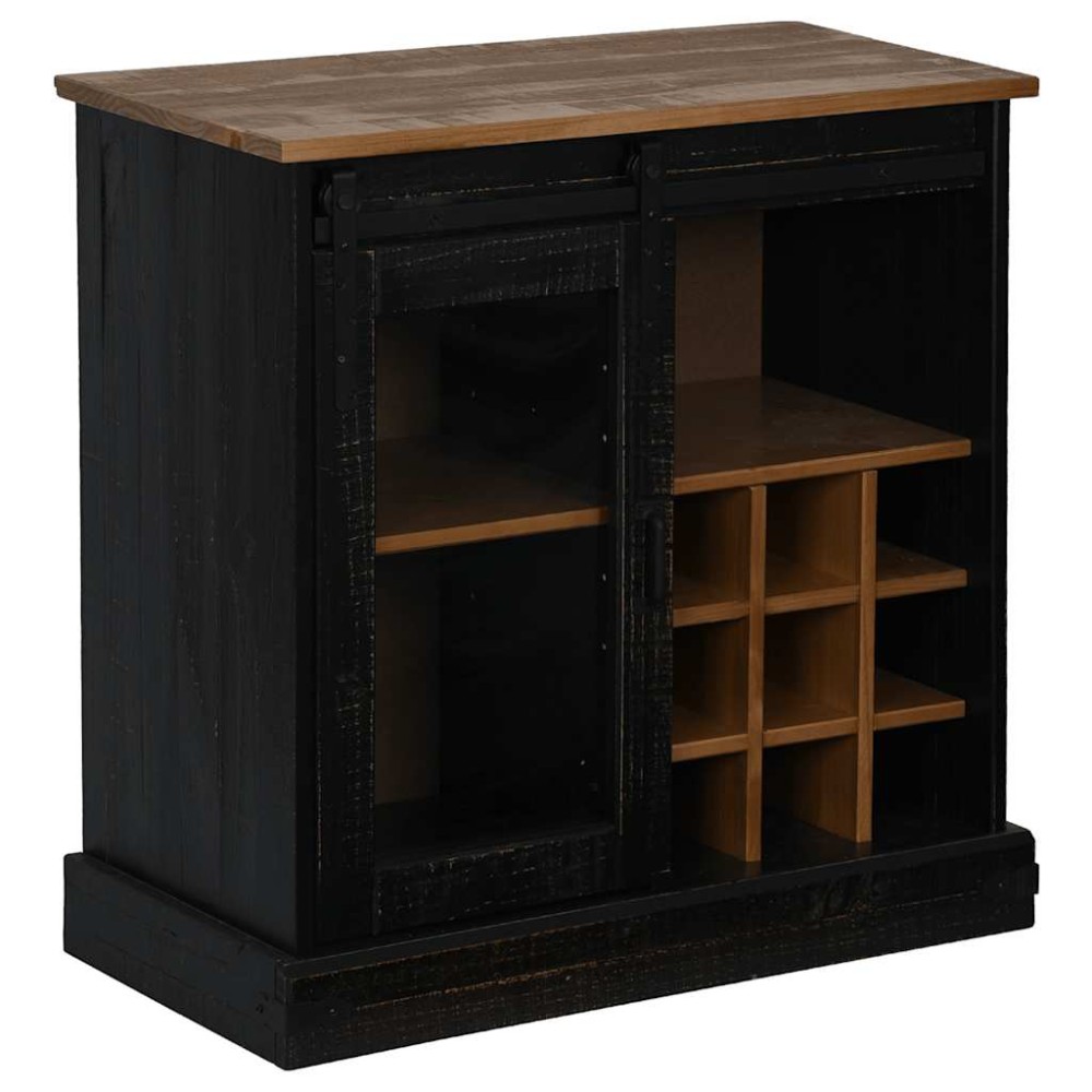 vidaXL Bufetă HALDEN cu uşă glisantă neagră 80x40x80 cm lemn masiv