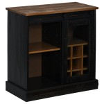 vidaXL Bufetă HALDEN cu uşă glisantă neagră 80x40x80 cm lemn masiv