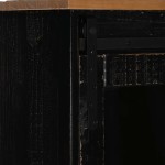 vidaXL Bufetă HALDEN cu uşă glisantă neagră 80x40x80 cm lemn masiv