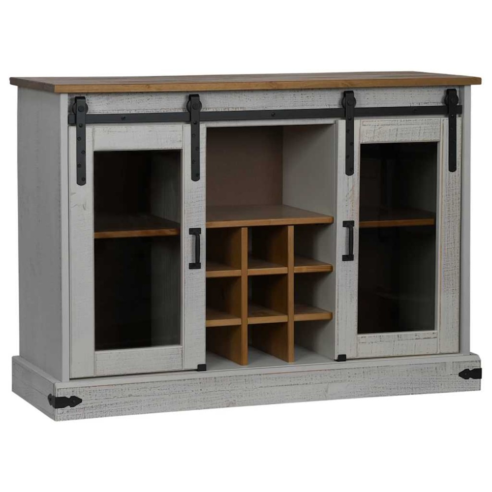 vidaXL Bufetă HALDEN 2 uși glisante alb 112x40x80 cm lemn masiv