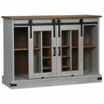 vidaXL Bufetă HALDEN 2 uși glisante alb 112x40x80 cm lemn masiv
