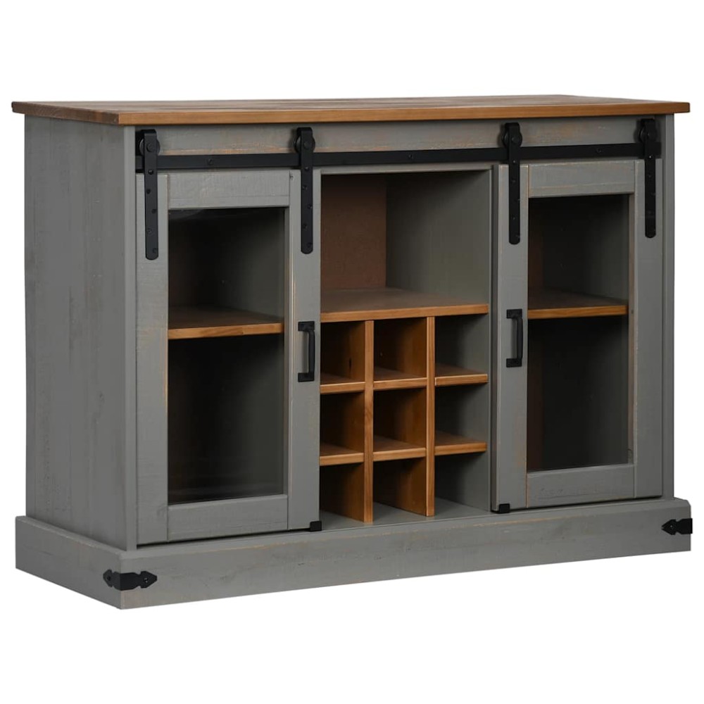 vidaXL Bufetă HALDEN 2 uși glisante gri 112x40x80 cm lemn masiv