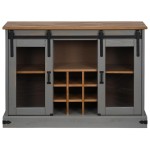 vidaXL Bufetă HALDEN 2 uși glisante gri 112x40x80 cm lemn masiv