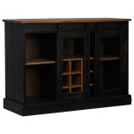 vidaXL Bufetă HALDEN 2 uși glisante negru 112x40x80 cm lemn masiv vidaXL Bufetă HALDEN 2 uși glisante negru 112x40x80 cm lemn masiv