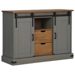 vidaXL Bufetă HALDEN 2 uși glisante gri 112x40x80 cm lemn masiv