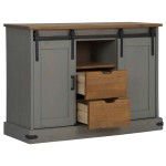 vidaXL Bufetă HALDEN 2 uși glisante gri 112x40x80 cm lemn masiv