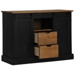 vidaXL Bufetă HALDEN 2 uși glisante negru 112x40x80 cm lemn masiv