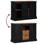 vidaXL Bufetă HALDEN 2 uși glisante negru 112x40x80 cm lemn masiv