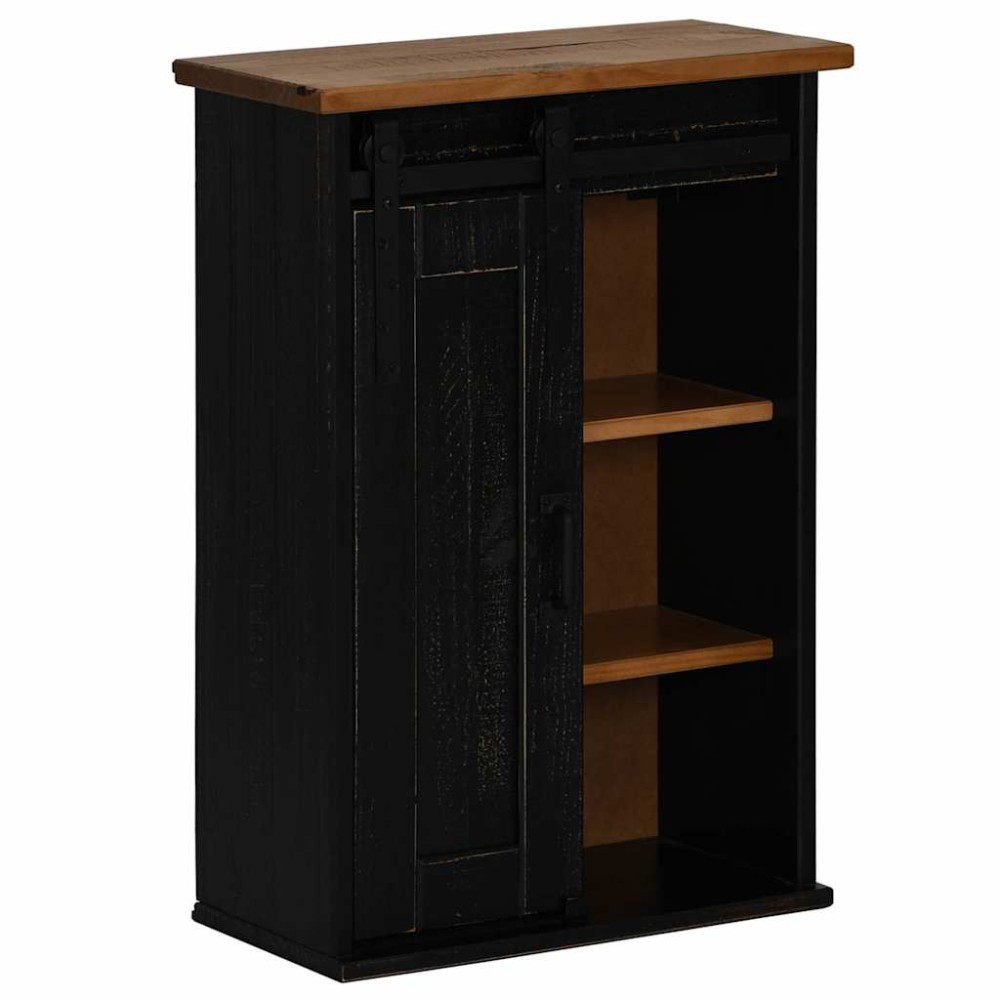 vidaXL Dulap suspendat HALDEN cu ușă glisantă negru 49x22,5x70 cm pin