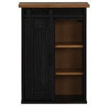 vidaXL Dulap suspendat HALDEN cu ușă glisantă negru 49x22,5x70 cm pin