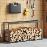 vidaXL Rastel pentru lemne de foc, negru, 55x30x116 cm oțel