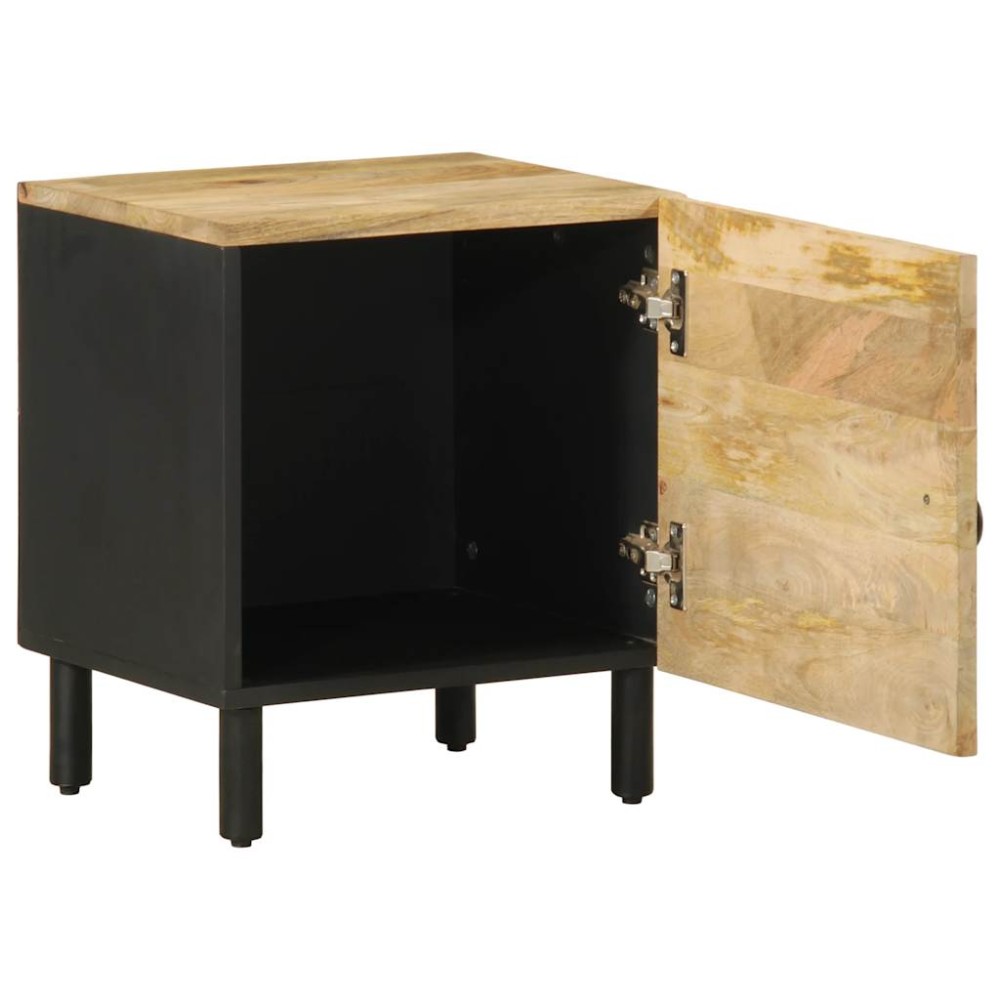 vidaXL Noptieră, negru, 40x33,5x46 cm, lemn masiv de mango brut