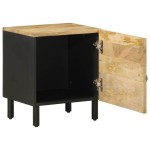 vidaXL Noptieră, negru, 40x33,5x46 cm, lemn masiv de mango brut