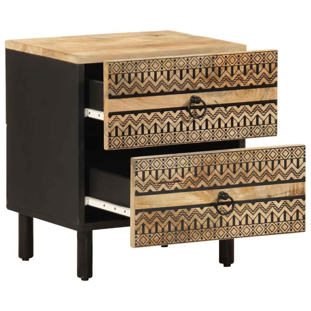vidaXL Noptieră, negru, 40x33,5x46 cm, lemn masiv de mango brut