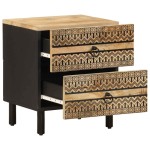vidaXL Noptieră, negru, 40x33,5x46 cm, lemn masiv de mango brut