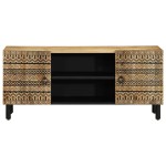 vidaXL Dulap TV, negru, 105x33,5x46 cm, lemn masiv de mango brut