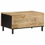 vidaXL Măsuță de cafea, negru, 80x50x40 cm, lemn masiv de mango brut vidaXL Măsuță de cafea, negru, 80x50x40 cm, lemn masiv de mango brut