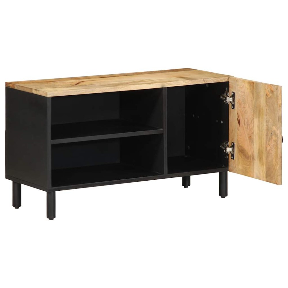 vidaXL Dulap TV, negru, 80x33,5x46 cm, lemn masiv de mango brut