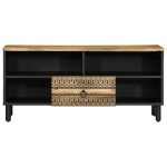 vidaXL Dulap TV, negru, 100x33,5x46 cm, lemn masiv de mango brut