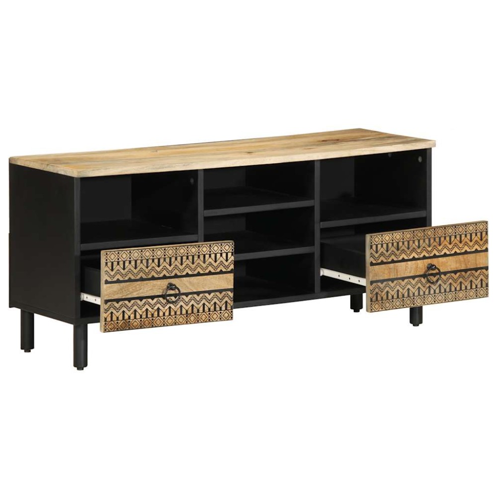 vidaXL Dulap TV, negru, 100x33,5x46 cm, lemn masiv de mango brut