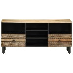 vidaXL Dulap TV, negru, 100x33,5x46 cm, lemn masiv de mango brut
