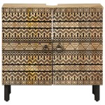 vidaXL Dulap chiuveta de baie, negru, 62x33x58 cm, lemn masiv de mango