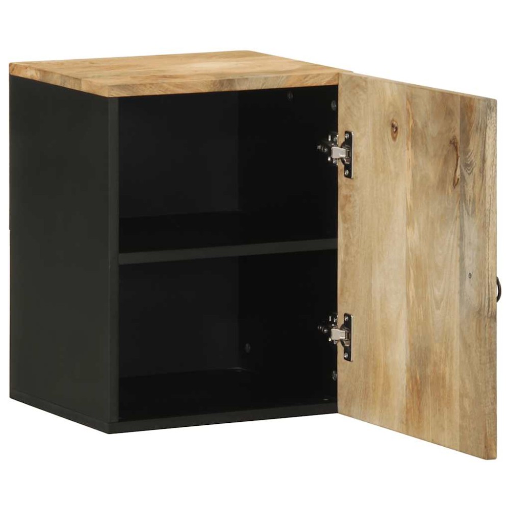 vidaXL Dulap suspendat de baie negru 38x33,5x48cm, lemn masiv de mango