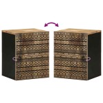 vidaXL Dulap suspendat de baie negru 38x33,5x48cm, lemn masiv de mango vidaXL Dulap suspendat de baie negru 38x33,5x48cm, lemn masiv de mango