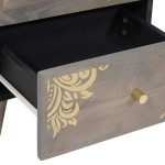 vidaXL Dulap de noapte Gri 40 x 33 x 46 cm Lemn de mango solid