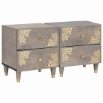 vidaXL Dulap de noapte 2 pcs Gri 40 x 33 x 46 cm Lemn de mango solid