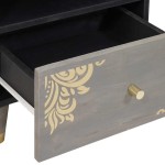 vidaXL Dulap de noapte Gri 40 x 33 x 46 cm Lemn de mango solid