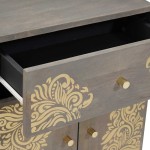 vidaXL Noptieră cu ușă Gri 50 x 33 x 60 cm Lemn de mango solid