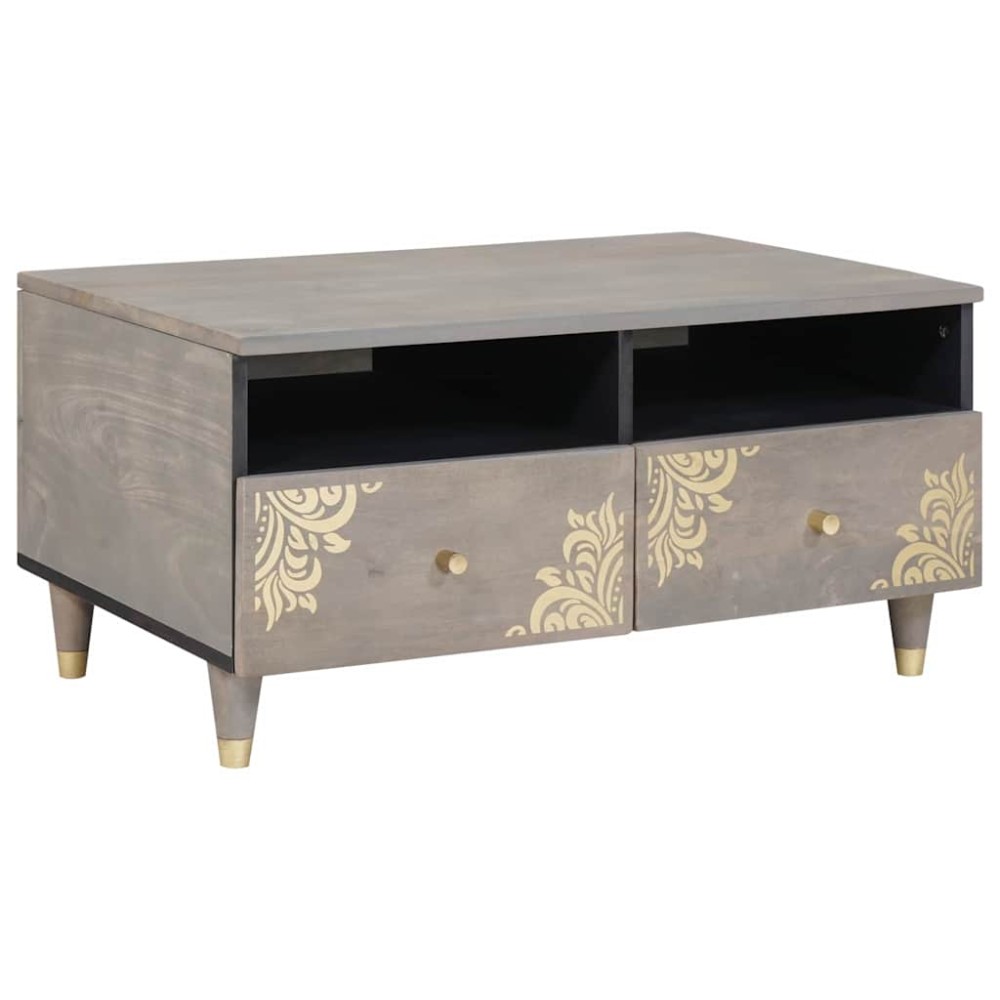 vidaXL Masă de cafea cu sertar Gri 80 x 54 x 40 cm Lemn de mango solid